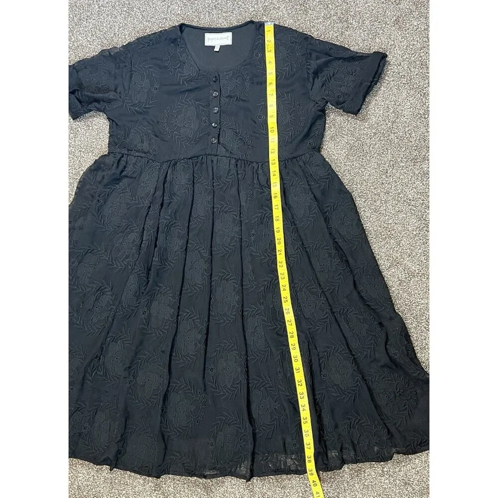 Piper & Scoot Women Ellie Dress Black Small Size Short Sleeves Lace Embroidery - Picture 7 of 13